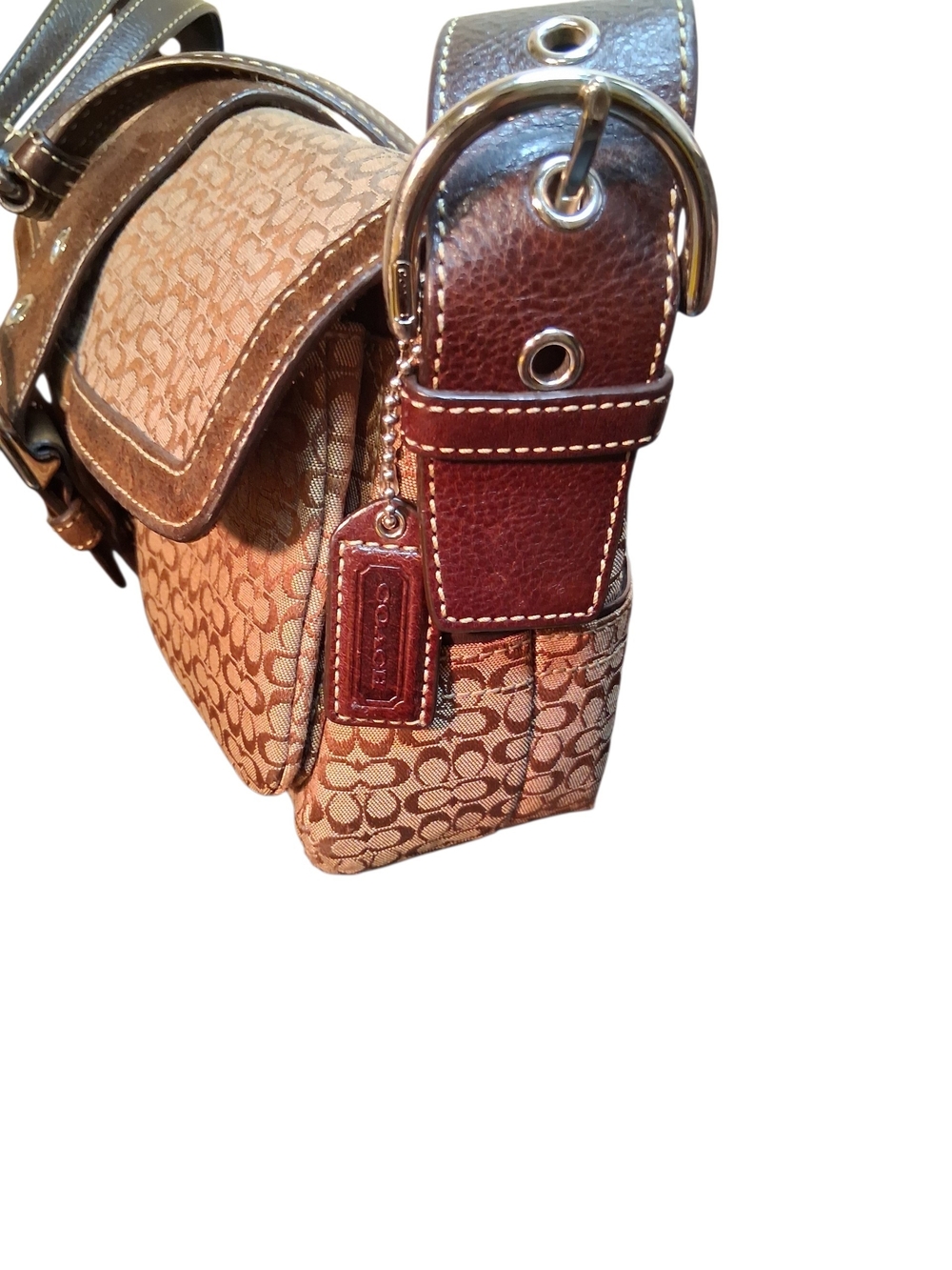 Coach Brown Signature Canvas Shoulder Bag - Picture 3 of 6